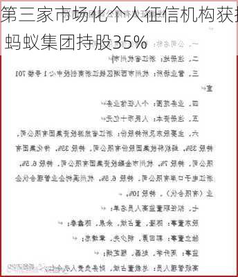 第三家市场化个人征信机构获批 蚂蚁集团持股35%