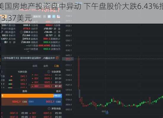 美国房地产投资盘中异动 下午盘股价大跌6.43%报13.37美元