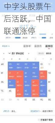 中字头股票午后活跃，中国联通涨停