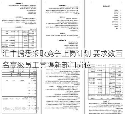 汇丰据悉采取竞争上岗计划 要求数百名高级员工竞聘新部门岗位