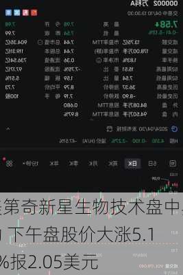 美第奇新星生物技术盘中异动 下午盘股价大涨5.13%报2.05美元