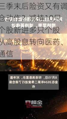 三季末后险资又有调仓动作？减持10只个股新进多只个股 从高股息转向医药、通信