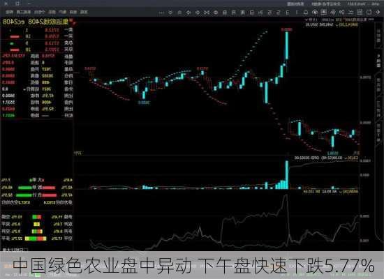 中国绿色农业盘中异动 下午盘快速下跌5.77%