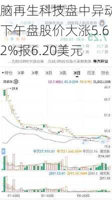 脑再生科技盘中异动 下午盘股价大涨5.62%报6.20美元