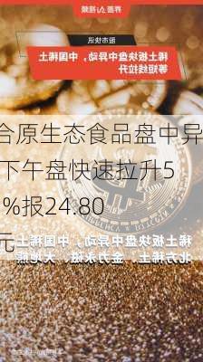 联合原生态食品盘中异动 下午盘快速拉升5.06%报24.80美元