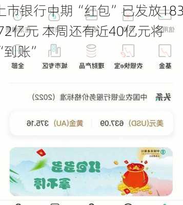 上市银行中期“红包”已发放183.72亿元 本周还有近40亿元将“到账”