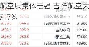 航空股集体走强 吉祥航空大涨7%