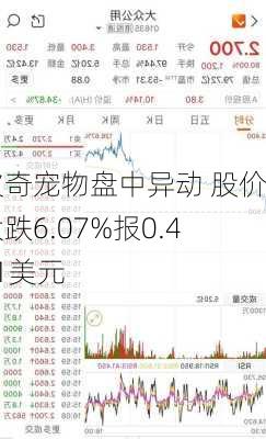 波奇宠物盘中异动 股价大跌6.07%报0.421美元