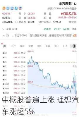 中概股普遍上涨 理想汽车涨超5%