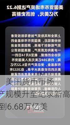 ICI：美国货币市场资产规模升至纪录新高 达到6.68万亿美元