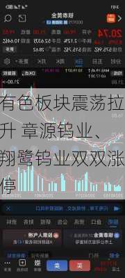 有色板块震荡拉升 章源钨业、翔鹭钨业双双涨停