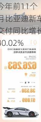 今年前11个月比亚迪新车交付同比增长40.02%