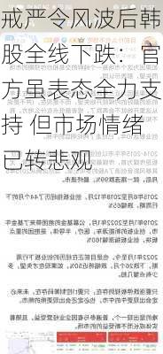 戒严令风波后韩股全线下跌：官方虽表态全力支持 但市场情绪已转悲观