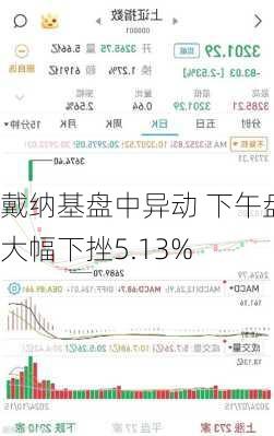 戴纳基盘中异动 下午盘大幅下挫5.13%