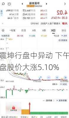 震坤行盘中异动 下午盘股价大涨5.10%