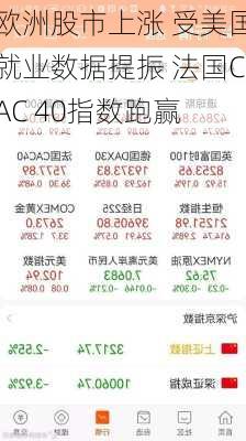 欧洲股市上涨 受美国就业数据提振 法国CAC 40指数跑赢