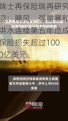 瑞士再保险瑞再研究院：飓风、强雷暴和洪水连续第五年造成保险损失超过1000亿美元