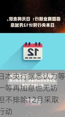 日本央行据悉认为等一等再加息也无妨 但不排除12月采取行动