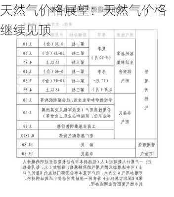 天然气价格展望：天然气价格继续见顶