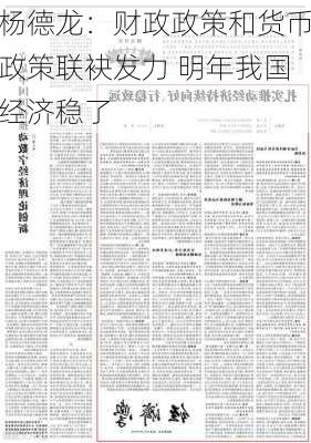 杨德龙：财政政策和货币政策联袂发力 明年我国经济稳了